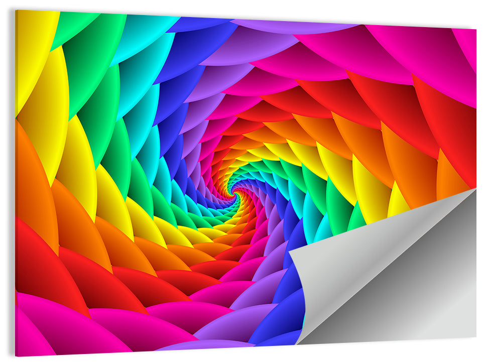 Rainbow Spiral Vortex Tunnel Wall Art