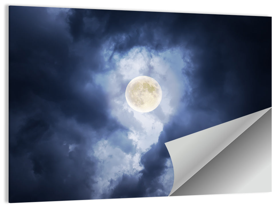 Supermoon Through Storm Clouds Wall Art