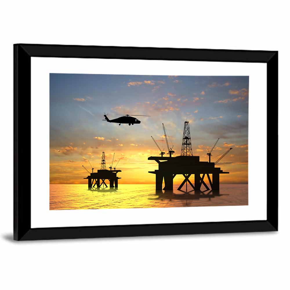 Oil Rigs Silhouette Wall Art