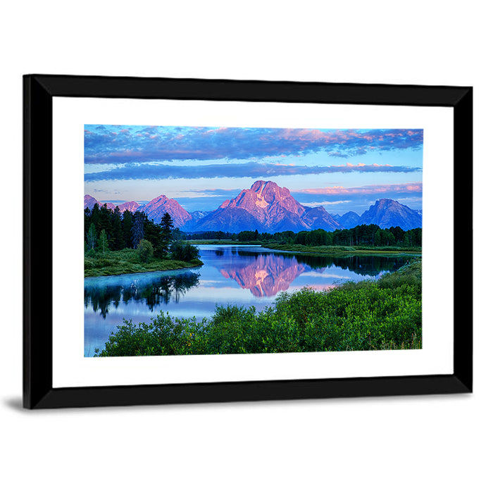 Oxbow Bend Dawn Reflection Wall Art as a framed print