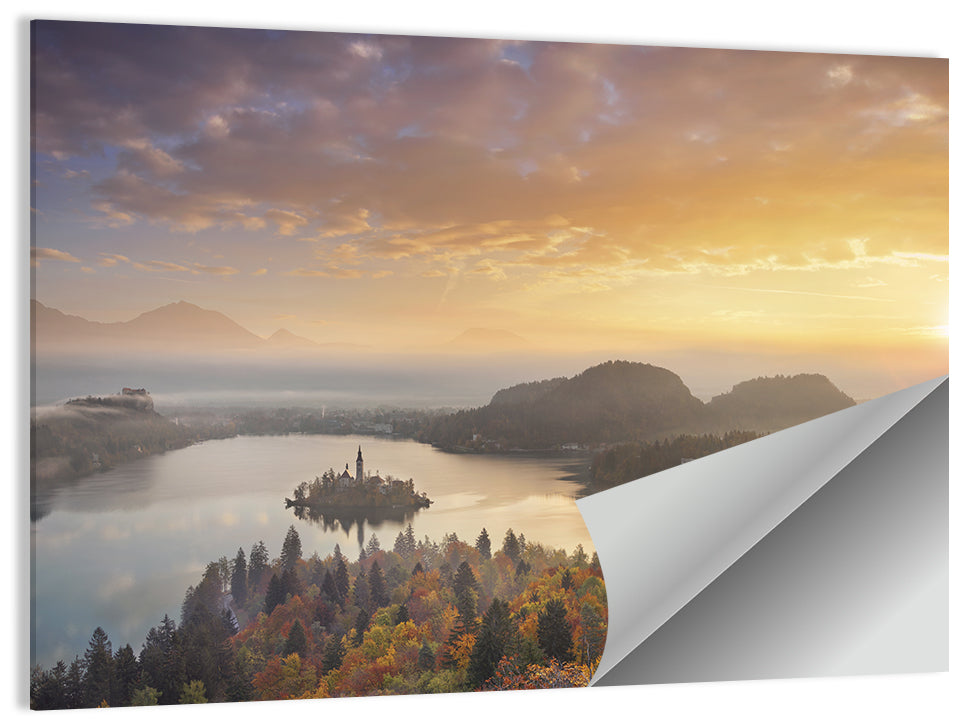Autumn Morning at Lake Bled Wall Art
