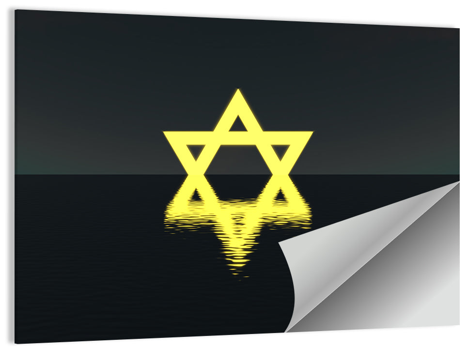 Glowing Star of David Reflection Wall Art