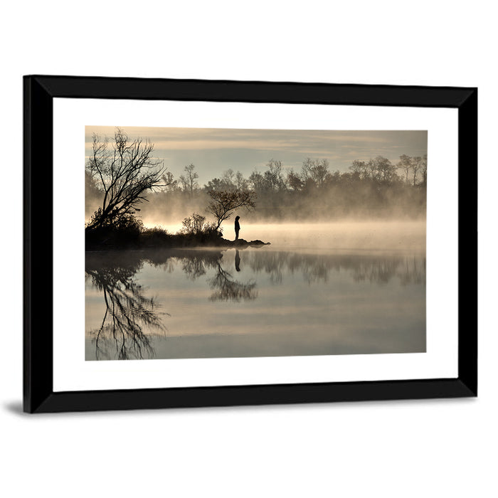 Centennial Lake Mist Wall Art as a framed print