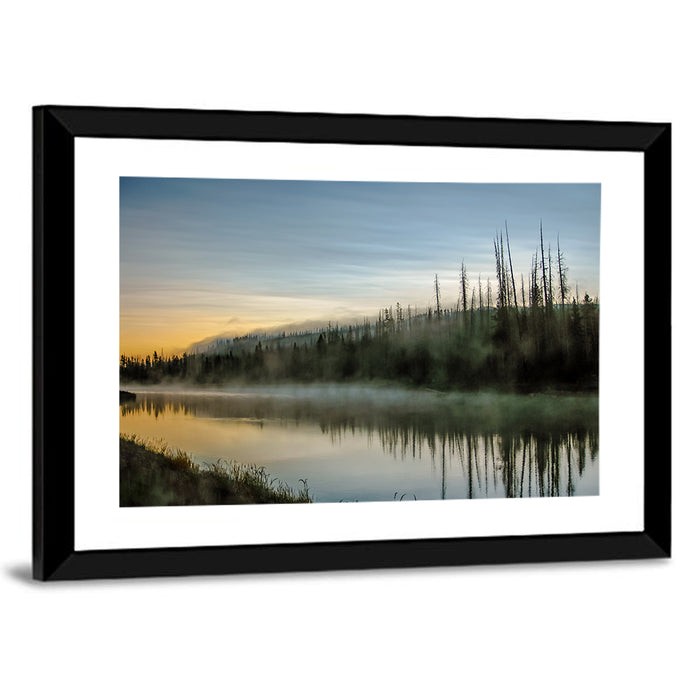 Yellowstone River Morning Mist Wall Art as a framed print