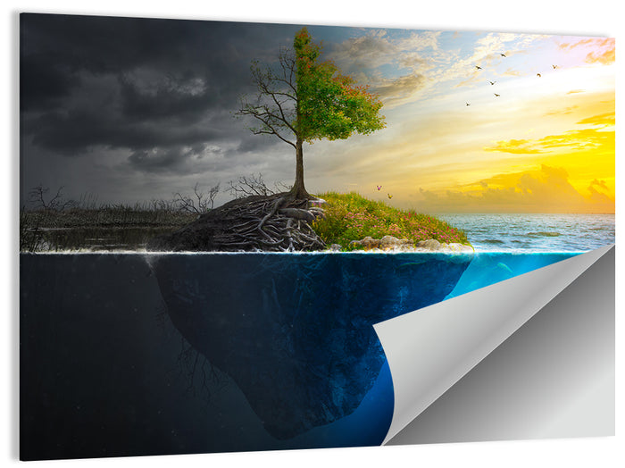 Split Island Tree of Duality Wall Art as a poster print