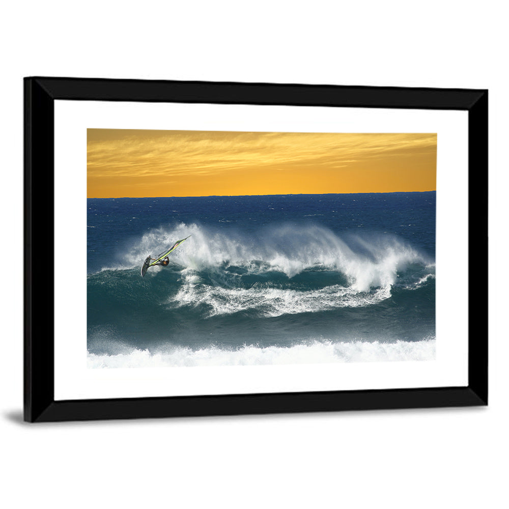 Windsurfer at Golden Wave Wall Art