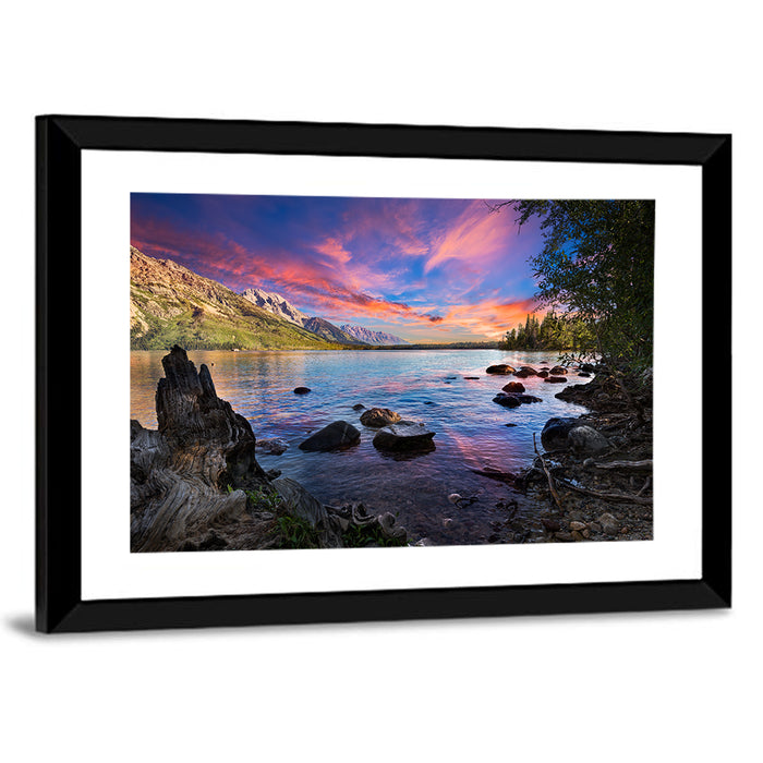 Jenny Lake Sunset Wall Art as a framed print