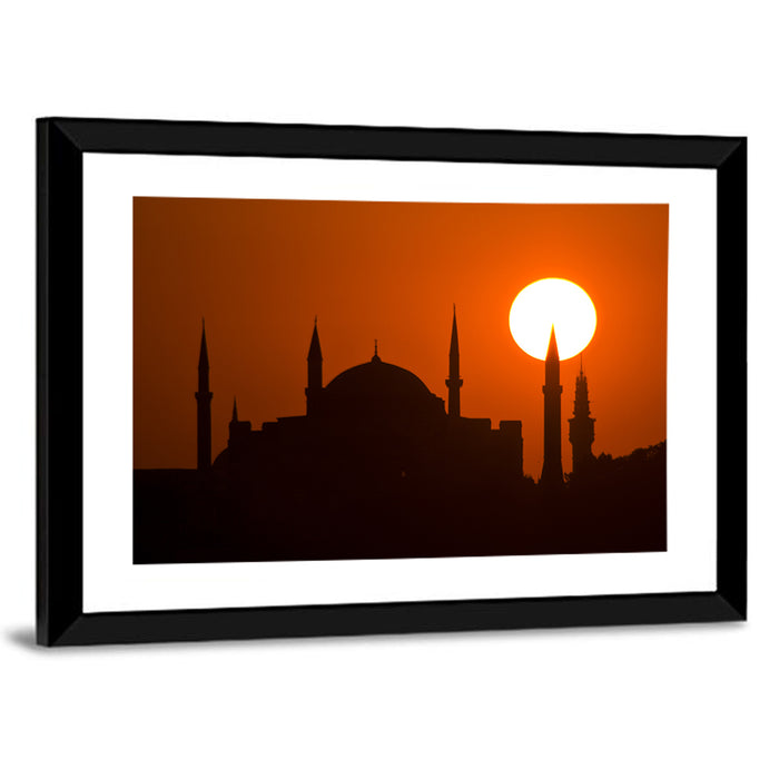 Hagia Sophia Silhouette at Sunset Wall Art as a framed print