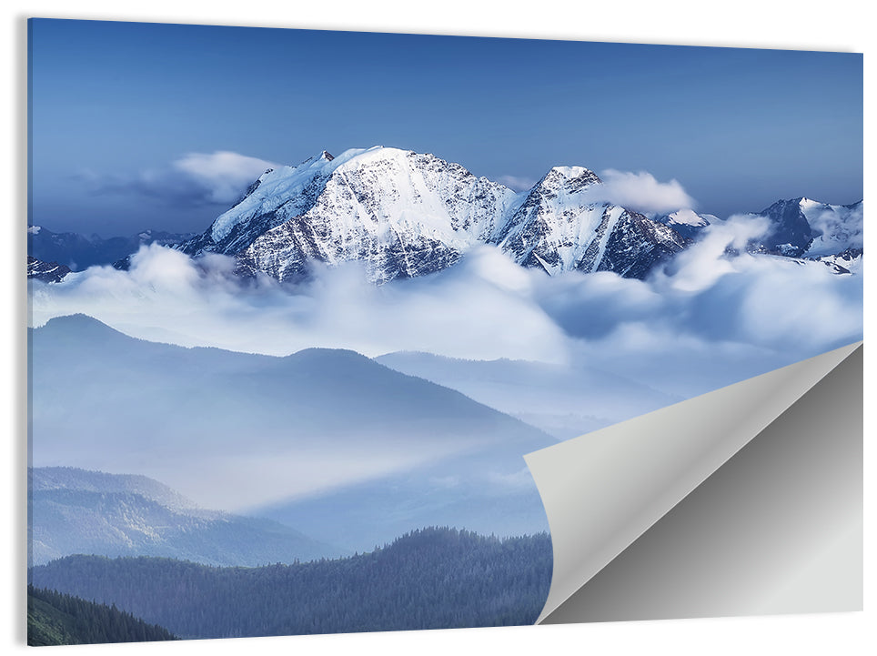 Snow-capped Peaks in Clouds Wall Art