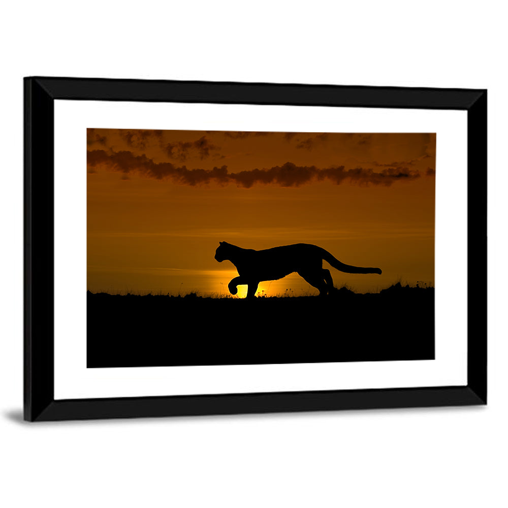 Cougar Silhouette at Sunset Wall Art