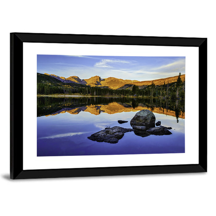 Sprague Lake Sunrise Reflection Wall Art as a framed print