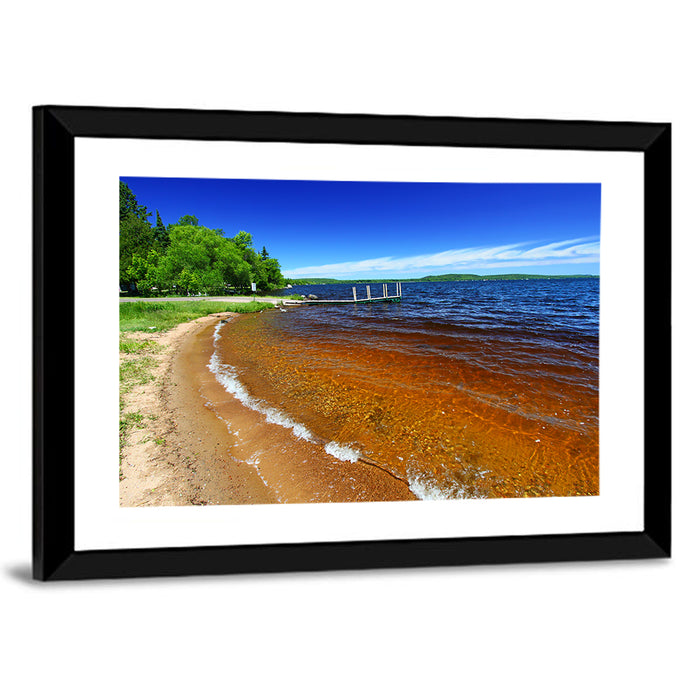 Lake Gogebic Sunny Shoreline Wall Art as a framed print