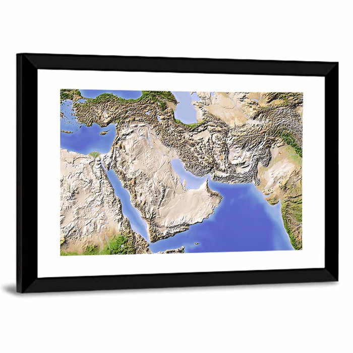 Arabian Peninsula from Space Wall Art as a framed print
