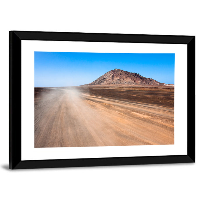Cabo Verde Crater Road Wall Art as a framed print