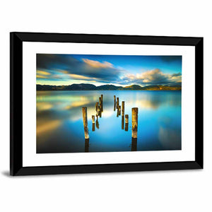 Wooden Pier On Lake Wall Art