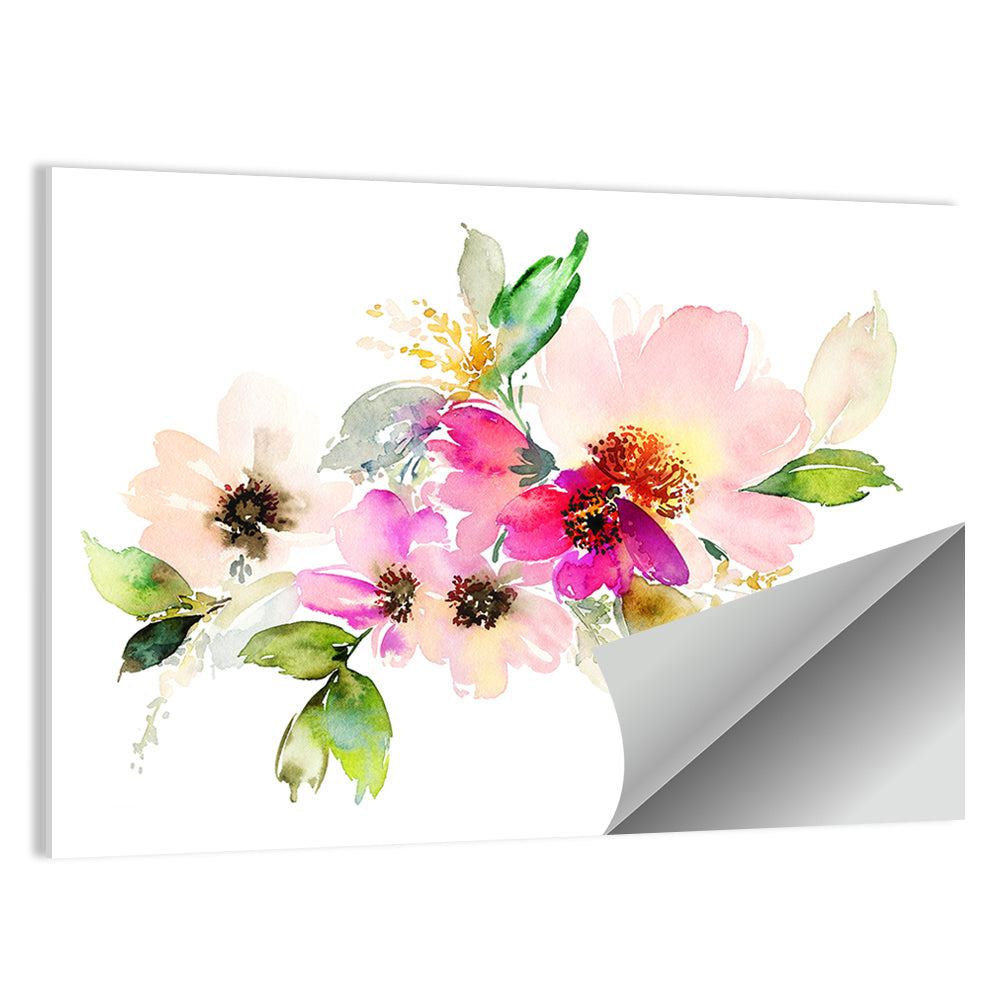 Delicate Pink Floral Watercolor Wall Art
