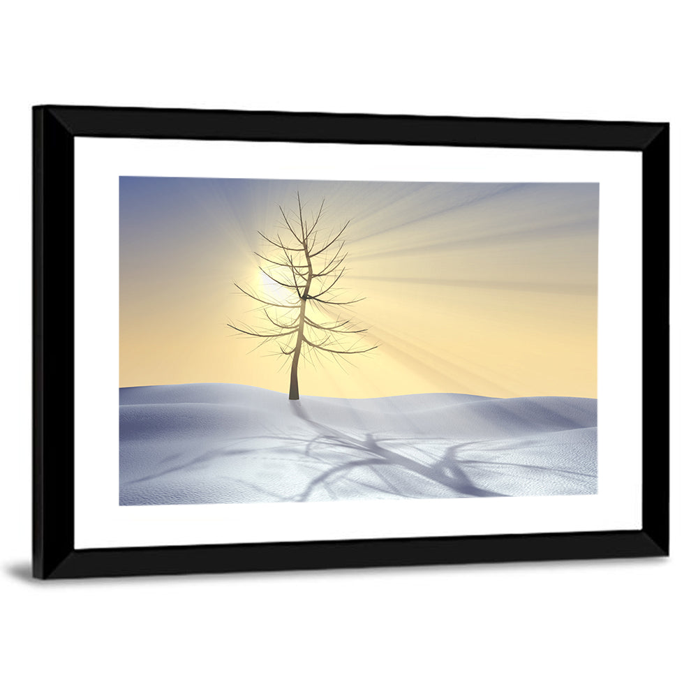Winter Tree at Golden Sunrise Wall Art