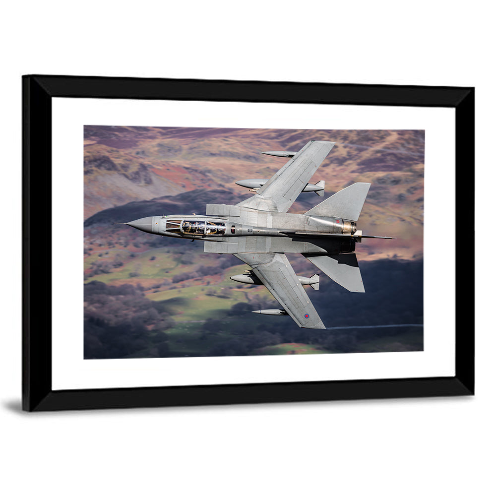 Swing-wing Fighter Jet Over Mountains Wall Art