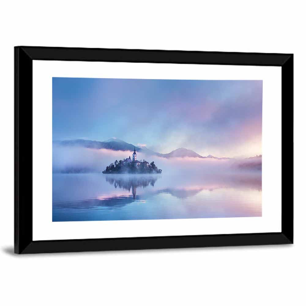 Bled Island Church in Mist Wall Art