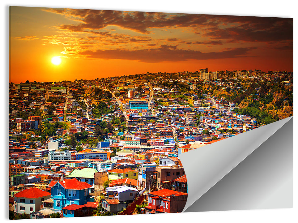 Valparaíso Hills Sunset Wall Art