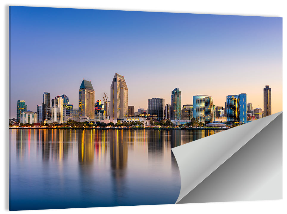 San Diego Skyline at Golden Dusk Wall Art
