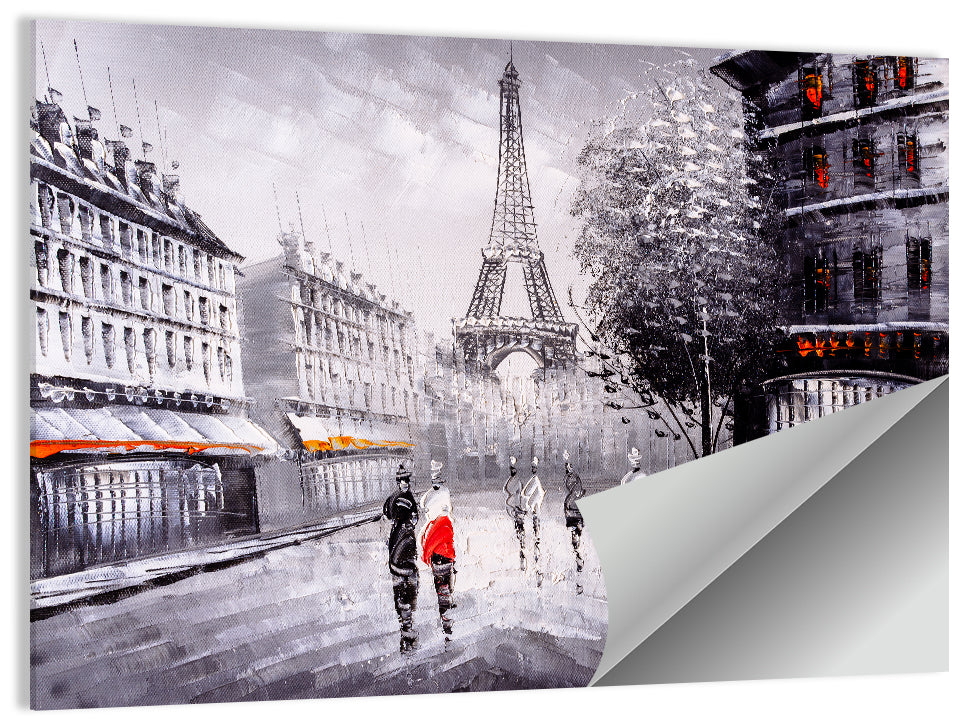 Paris Street with Eiffel Tower Wall Art