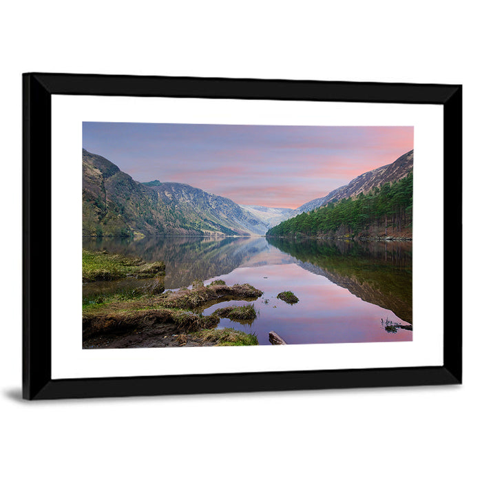 Glendalough Upper Lake at Dusk Wall Art as a framed print