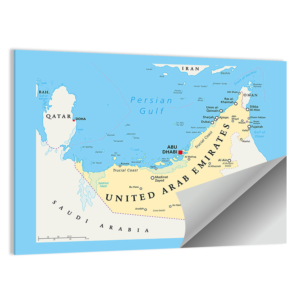 UAE Political Map Wall Art