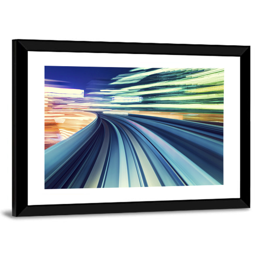 Curved Monorail Light Trails Wall Art