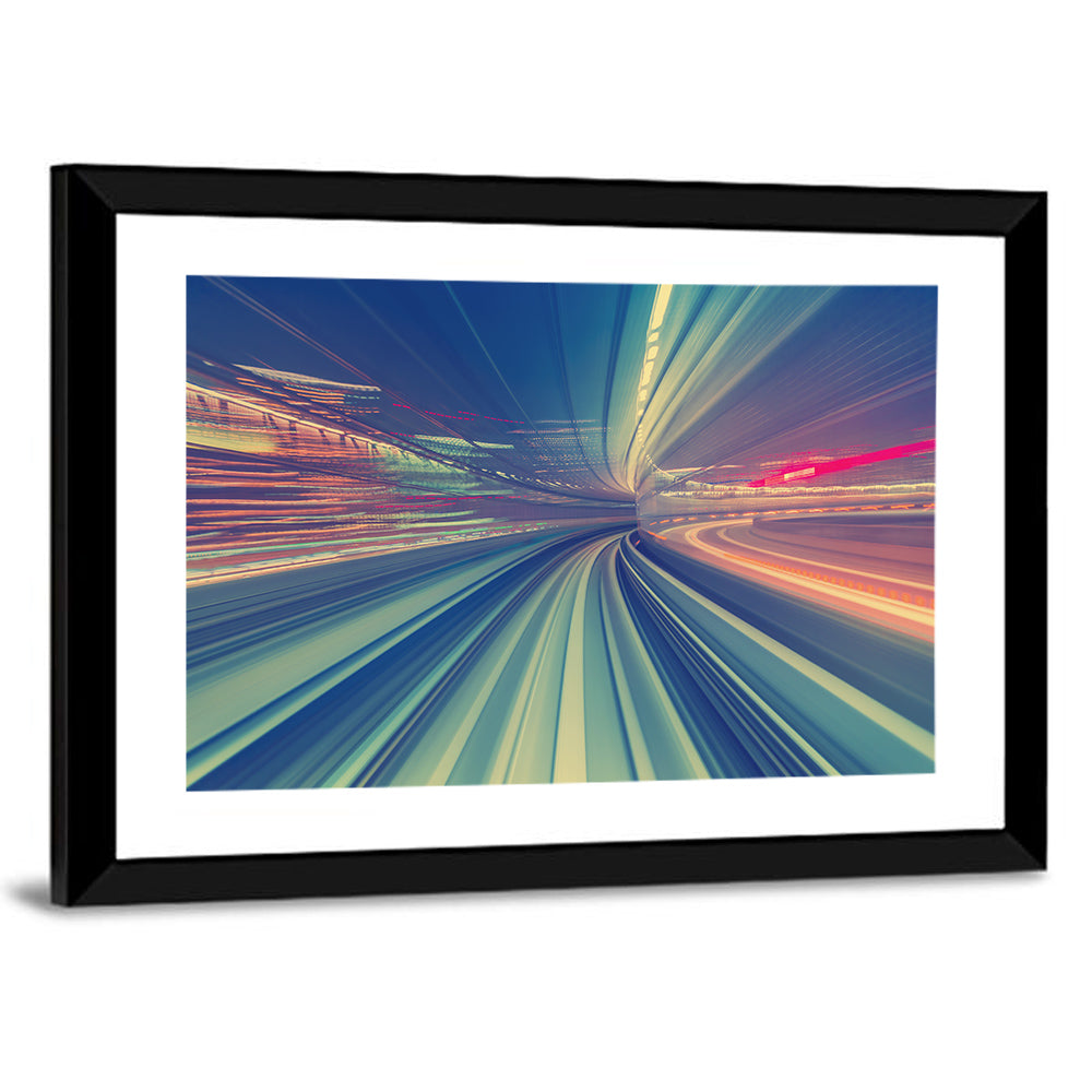Monorail Night Light Trails Wall Art