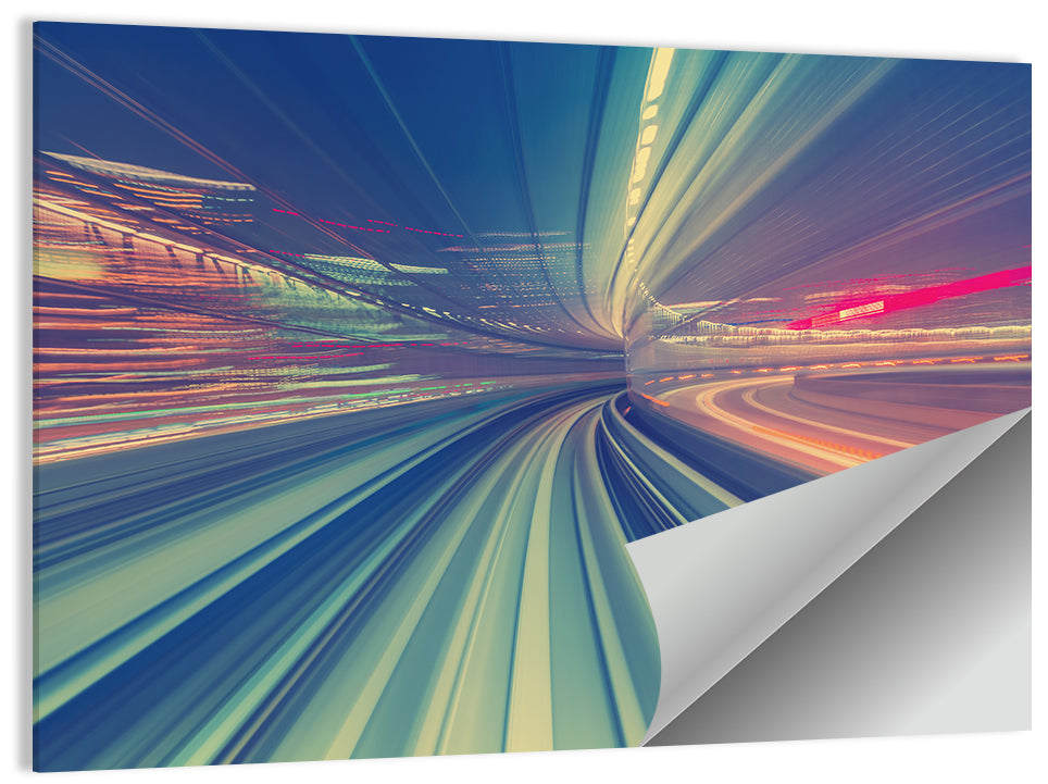 Monorail Night Light Trails Wall Art