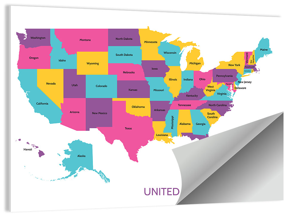 Detailed United States Map Wall Art