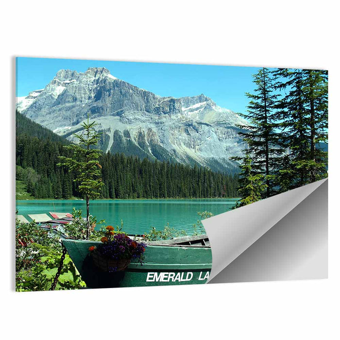 Green Rowboat at Emerald Lake Wall Art as a poster print