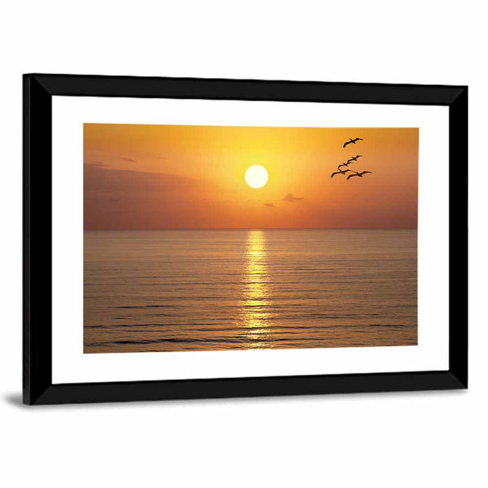 Golden Hour Ocean Sunset Wall Art as a framed print