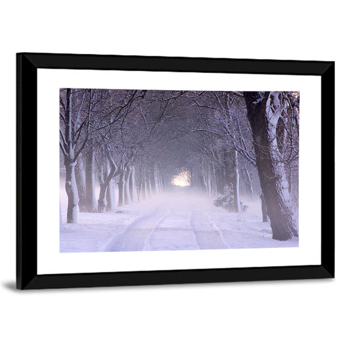 Kuressaare Park Snowy Path Wall Art as a framed print