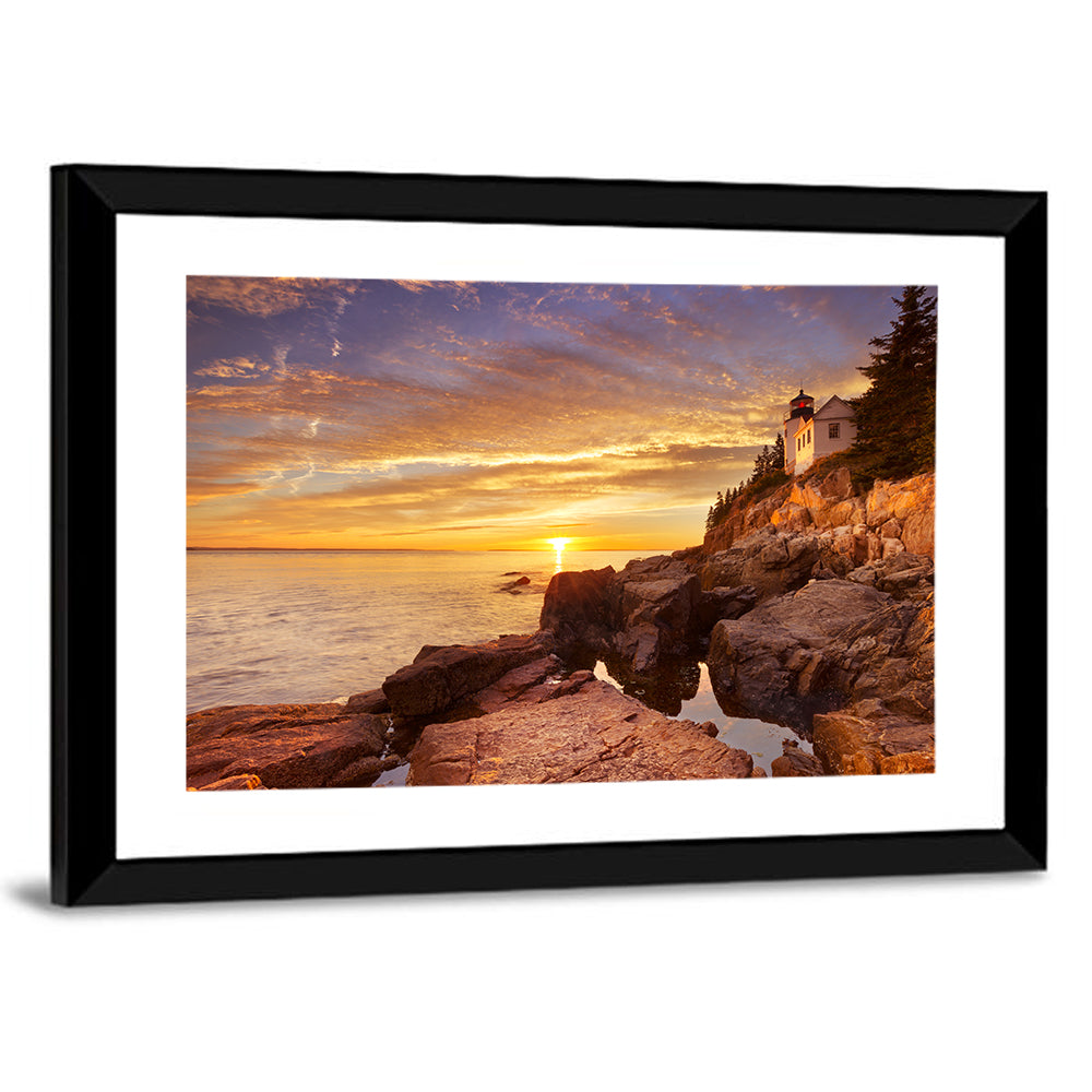 Bass Harbor Head Light at Sunset Wall Art