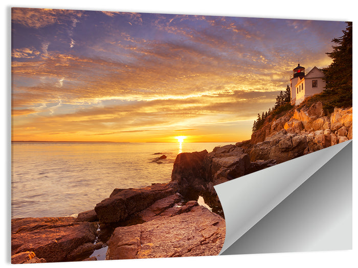 Bass Harbor Head Light at Sunset Wall Art as a poster print