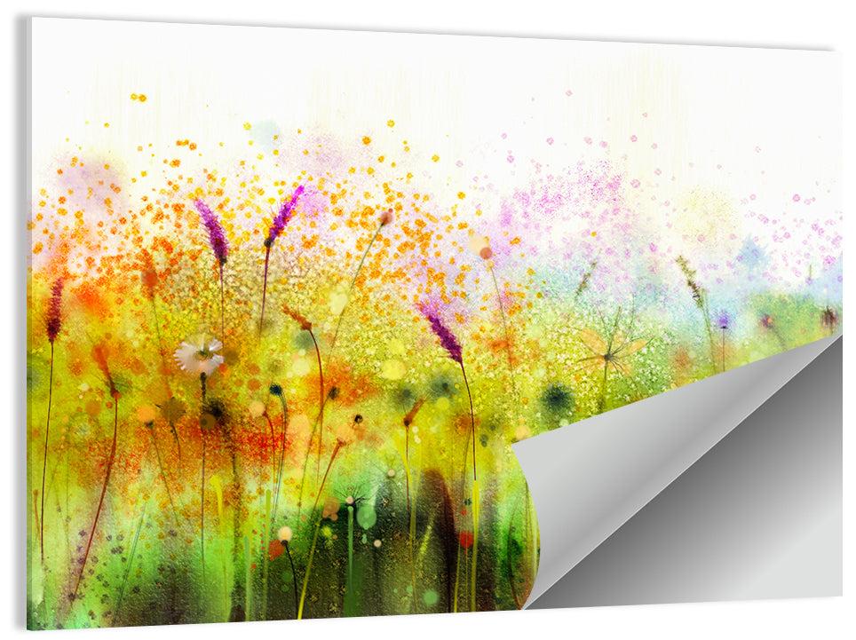 Cosmos Wildflowers Watercolor Wall Art