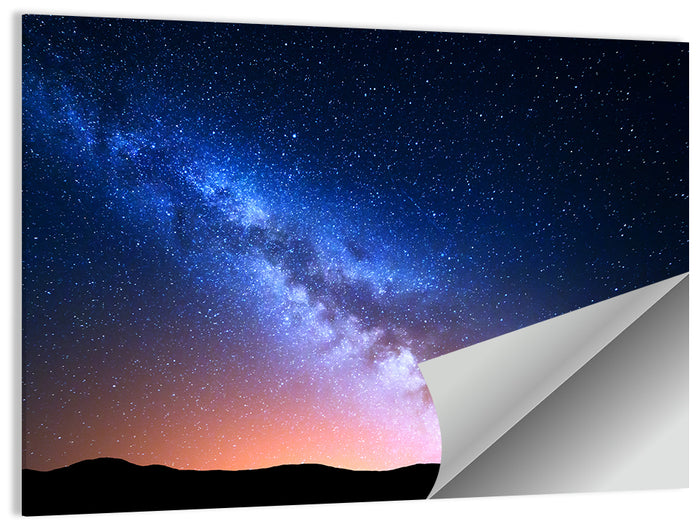Milky Way Over Silhouetted Hills Wall Art as a poster print