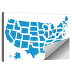 Blue Minimalist USA Map Wall Art