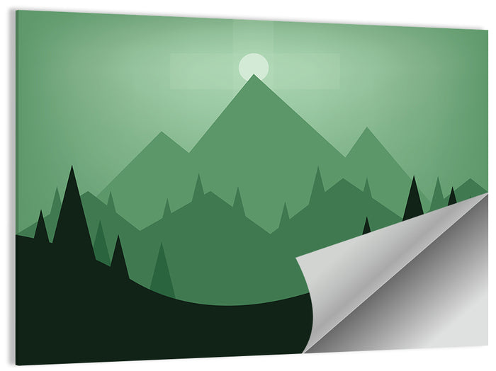 Geometric Mountain Sunset Illustration Wall Art as a poster print
