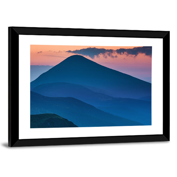 Twilight Mountain Range Wall Art as a framed print