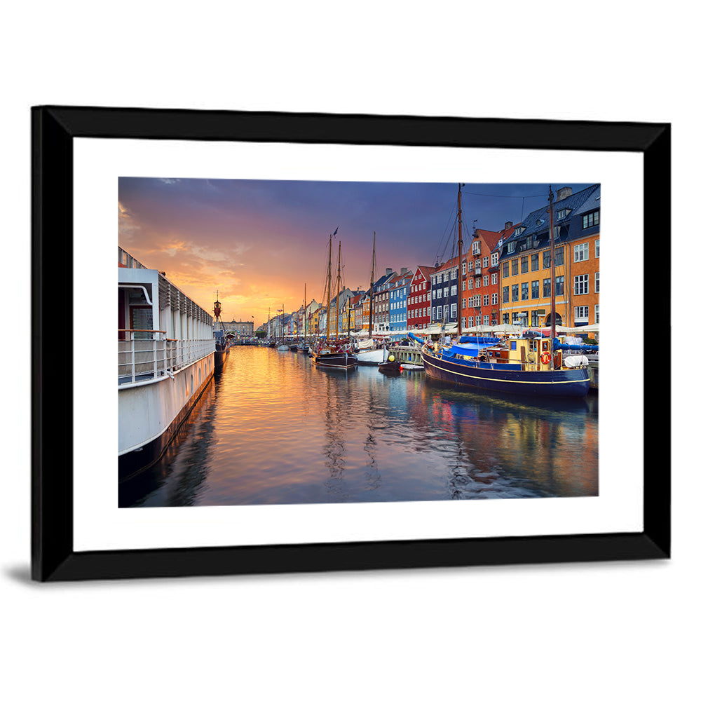 Nyhavn Canal at Sunset Wall Art