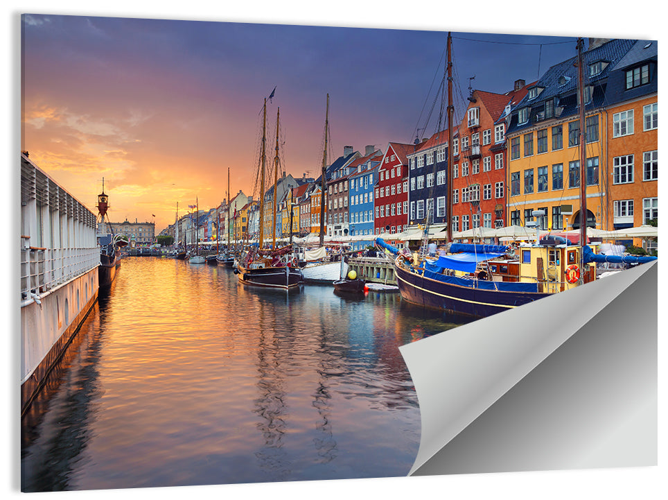 Nyhavn Canal at Sunset Wall Art