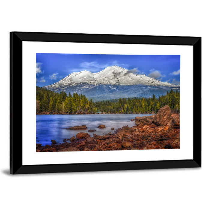 Mount Shasta Over Lake Siskiyou Wall Art as a framed print