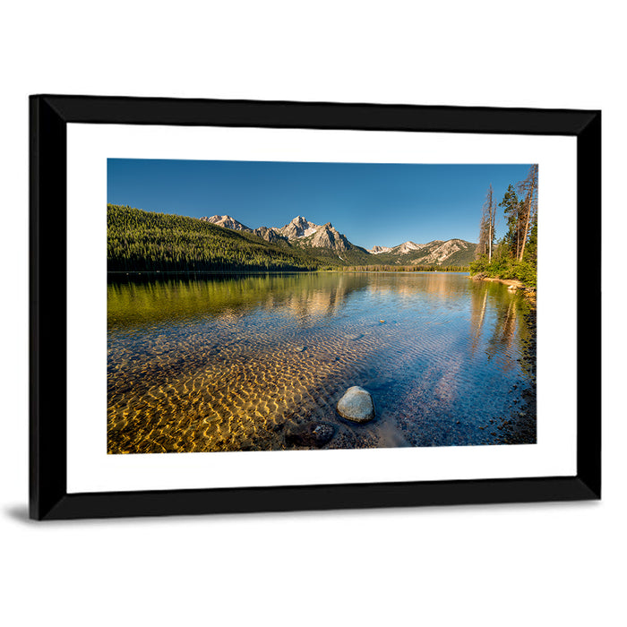 Morning Light at Stanley Lake Wall Art as a framed print