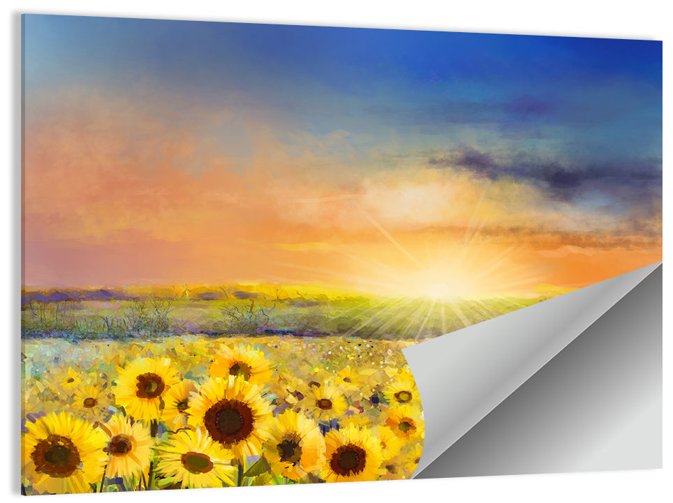 Sunflower Field Sunset Wall Art