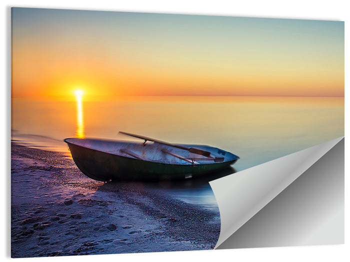 Rowboat Sunrise Seascape Wall Art as a poster print
