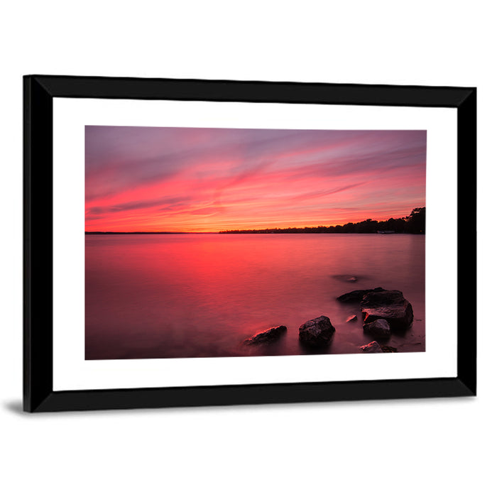 Lake Simcoe Sunset Wall Art as a framed print