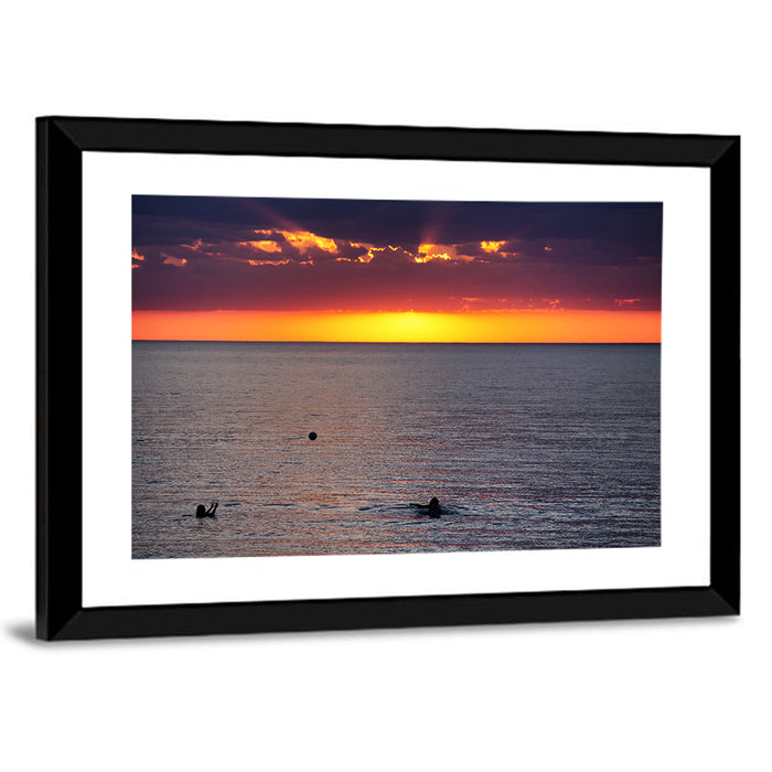 Balkhash Sunset Silhouettes Wall Art as a framed print